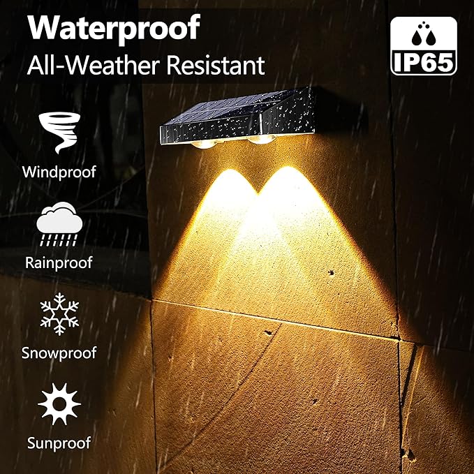 Brizled Solar Fence Lights, 20 Pack 3 Colors 6 Modes 250ml Outdoor Fence Solar Lights, IP65 Waterproof Outdoor Wall Light Landscape Lighting for Backyard Garden Patio Deck Railing Poolside