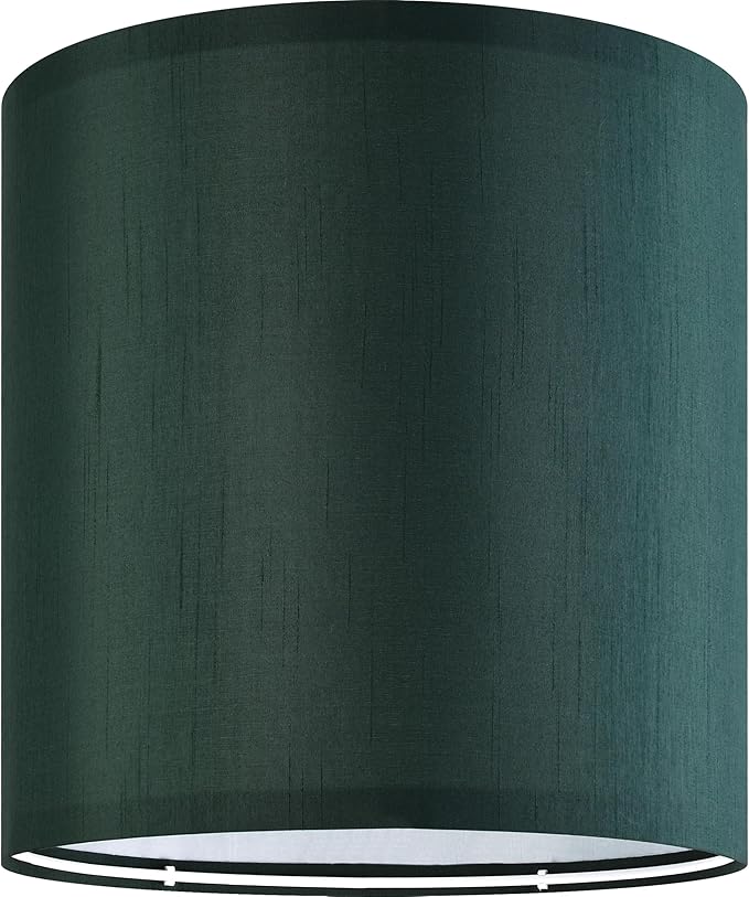 GOSO Small Drum Lampshades Dark Green (2 PCS)，10×10 Inches Spider Modern Classic Lamp Shades for Wall Lamps,Bedside Lamps and Table Lamps for Bedroom Decoration Replacement,DIY Shade Simple Assembly