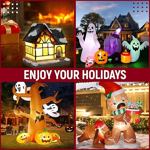 Blow Mold Light Kit Replacement with Switch, E26/E27 Cord with Two Fuse for Christmas Village Lights, Pumpkin Lights, Salt Lamps, Holiday Decorations (2 Pack)
