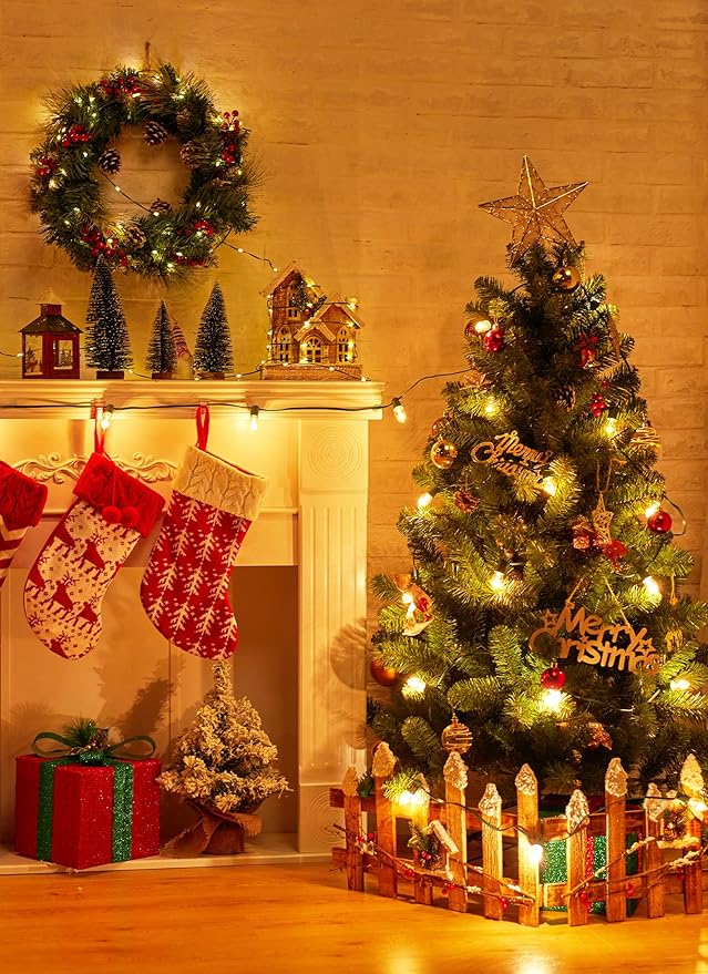 Vintage C9 LED Christmas Lights Outdoor, 50 Feet C9 String Lights with 25 Shatterproof C9 Bulbs, Waterproof Connectable Christmas Tree Lights for Outside Roofline Patio Xmas Decorations, Warm White