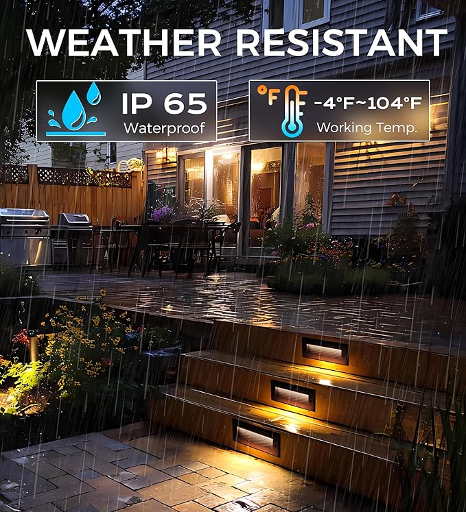 [6 Pack] Cloudy Bay 9 Inch 5CCT Low Voltage LED Outdoor Step Lights 12V-15V 3W/5W Dual-Bright Selectable Landscape Stair Lights,Exterior Deck Lights, Aluminum,Metal Black