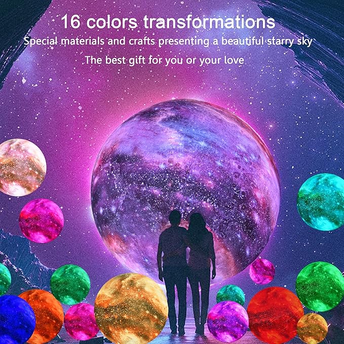 5.9 inch Galaxy Moon Lamp Remote & Touch Control 16 Colors LED Night Light Rechargeable Globe Light as Gifts Decor for Boys/Girls/Kids/Women