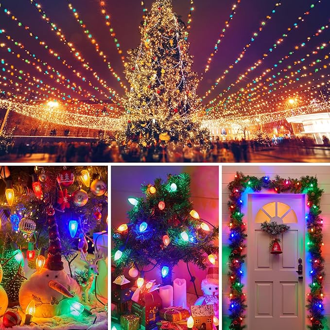 Minetom 50 Pack C7 Led Christmas Replacement Light Bulbs, C7 Shatterproof Christmas Led Bulbs for Christmas String Lights, E12 Candelabra Base, Commercial Grade Dimmable Holiday Bulbs, Multicolor