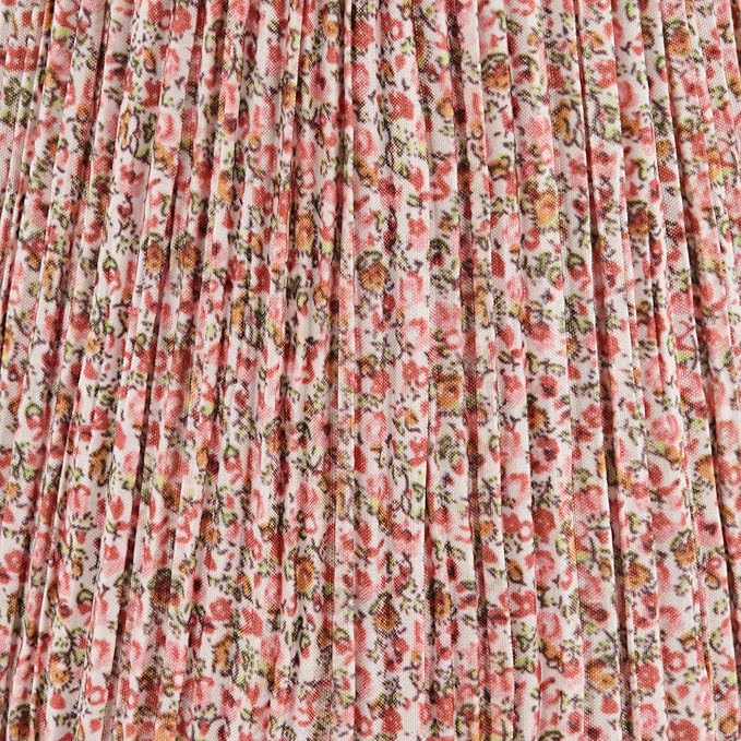 4" Top x 6" Bottom x 5 1/2" High x Print Cottage Core Lamp Shade Replacement Small Mini Pink Red Empire Round Floral Modern Fabric Leaf Shirred Pleated Pattern Clip On Candelabra - Springcrest