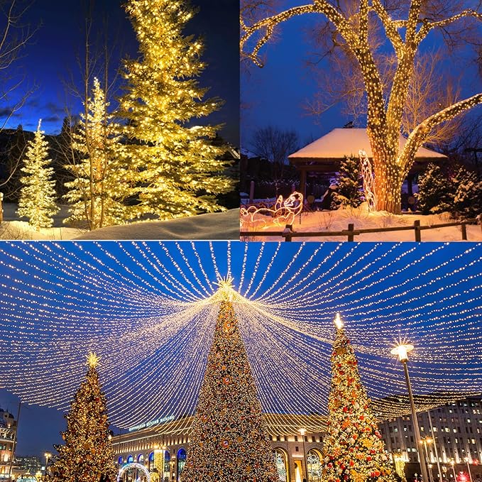 175Ft Christmas Lights Outdoor, 500 LED Christmas String Lights with 8 Modes, Timer, Waterproof Fairy Twinkle Light for Party, Garden, Patio Home Weddings Holiday Xmas Tree Decorations (Warm White)