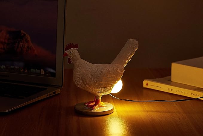Upgraded Chicken Egg Lamp, 3D Resin Chicken Night Light with USB, Lifelike LED Egg Lamp with Color Gift Box, Easter Birthday Gift for Friends (C)