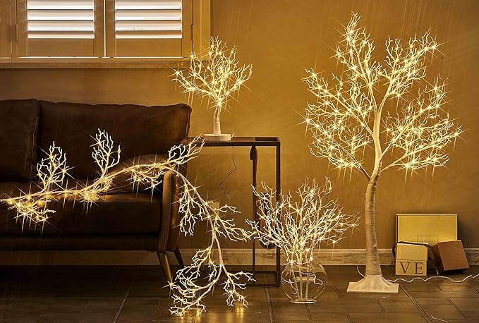Hairui Lighted White Garland Battery Operated with Timer 120 LED Fairy Lights, Decorative Garland with Lights 6FT for Home Mantle Wall Christmas Decoration Indoor Outdoor