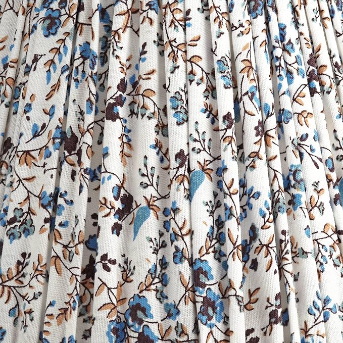 Springcrest Nelle Cream and Blue Floral Cottage Core Pleated Shade 3.5x6x5 (Clip-On) - Springcrest