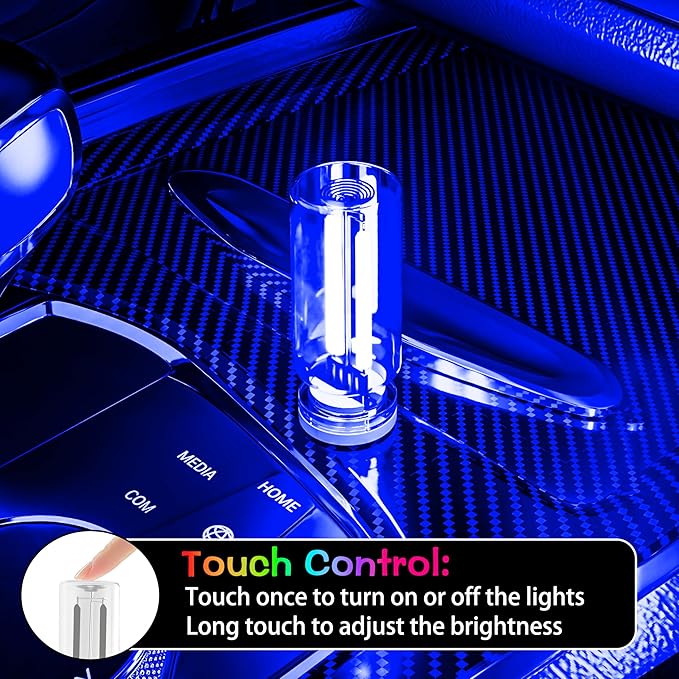 4 PCS Car USB Light Blub, Plug-in LED Ambient Lighting with Touch Dimming. The Brightness Can Be Adjusted Making It for Cars, Bedrooms, Hallways (1Red&1Blue&1Purple&Pink)