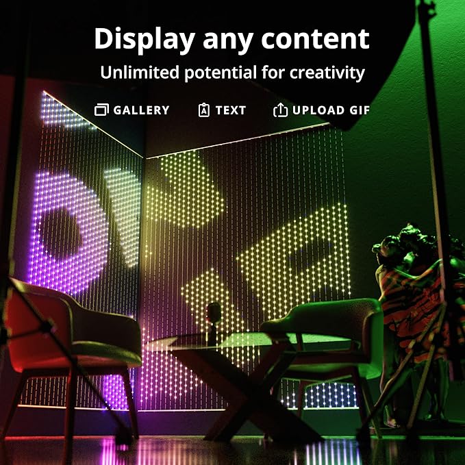 Twinkly Matrix 1.64x7.87ft LED RGB, High Density 500 LED Curtain, Smart Multicolor Gaming RGB Lights, Razer Chroma, Omen, Alexa, Google Home Compatible, Gaming Lights, App Mapping, Transparent Wire