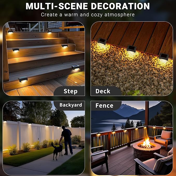 SOLPEX Solar Deck Lights, Solar Step Lights for Outside Waterproof Led Stair Light for Outdoor Fence, Balcony, Patio, Railing, Front Porch, Yard and Pathway(16pack Warm White)
