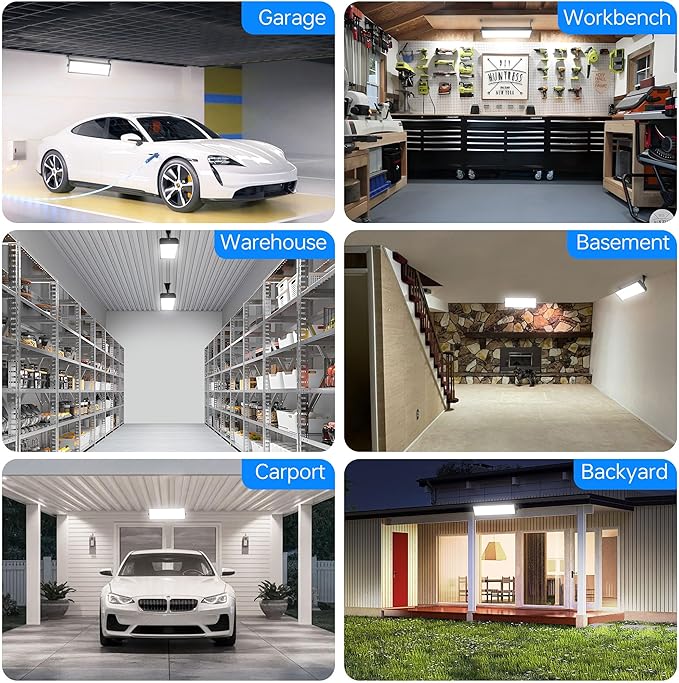 150W LED Shop Light, 18000LM 6000K Daylight White Super Brighter, IP66 Waterproof Garage Light with 10 FT Cord & On/Off Switch, Bay Lighting for Workshop Yard Garage Warehouse, 2 Pack
