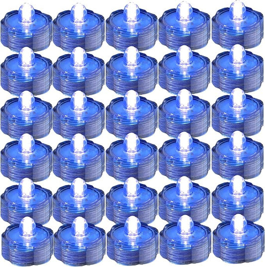 Bright LED Floral Tea Light Submersible Lights for Party Wedding (Blue, 60 Pack)