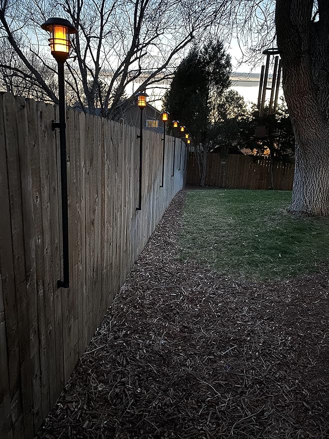 USA Tiki Torch Deck or Fence Mount fits Zoohar Solar Lights Flickering Flame Outdoor Torches and Other 1-1/4” Outside Diameter Poles (4, 2), Black, 1-1/4inch OD