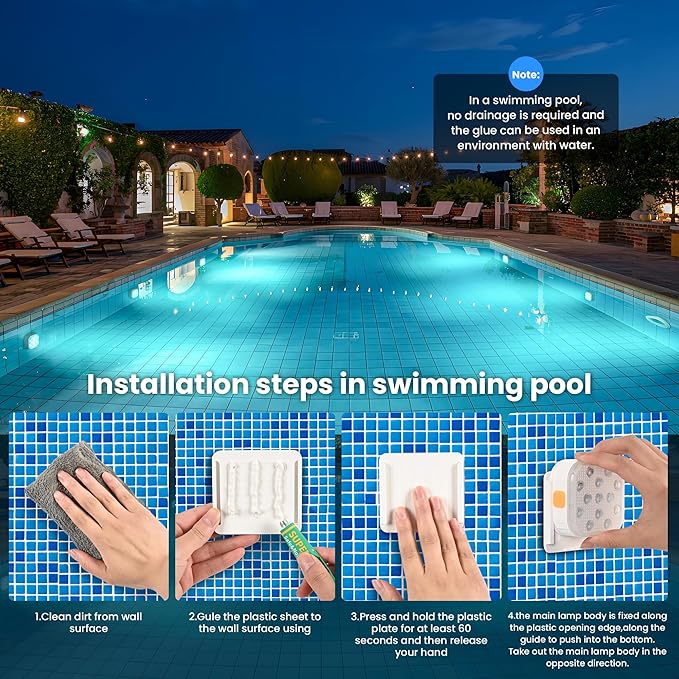 Pool Lights with Remote, IP68 Waterproof Plug 16 Color Rechargeable LED Lights, Pool Light for Above Ground Inground Pools, Fountains, Ponds, Party, Hot Tub 2 Pack
