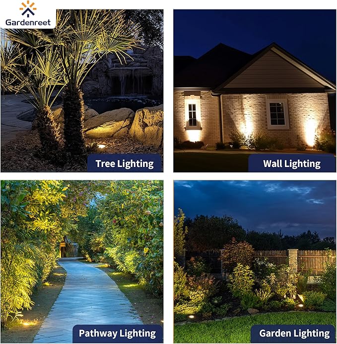 Gardenreet Brass Well Lights 12V - Ip67 Low Voltage Outdoor Light, LED Hardwired In-Ground Lighting, Antique Bronze for Lawn Pathway Wall Without MR16 Bulb (12 Pack)