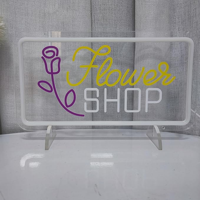 Flower Shop Neon Sign for Wall Decor,Led Neon Lights for Bedroom Wall Art Decor Usb Powered 35 * 19cm Man Cave Flower Shop Birthday Party Decor,SIGNVIA