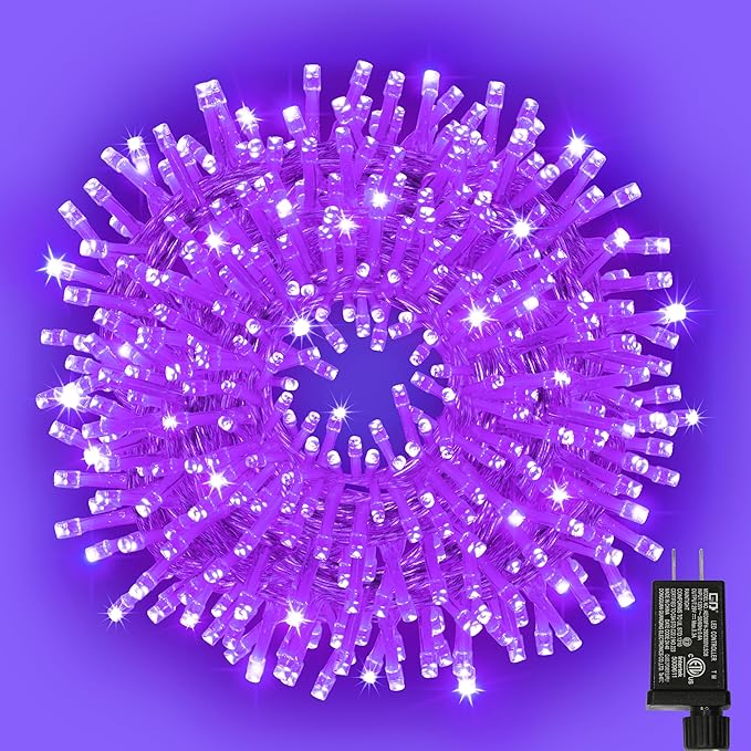 Purple Christmas Lights Indoor Outdoor waterproof Clear Wire, 99ft 300 LED Purple Lights indoor, 16 Modes Deep-Violet String Lights Plug in for Christmas Tree Bedroom Garden Party Xmas Decoration