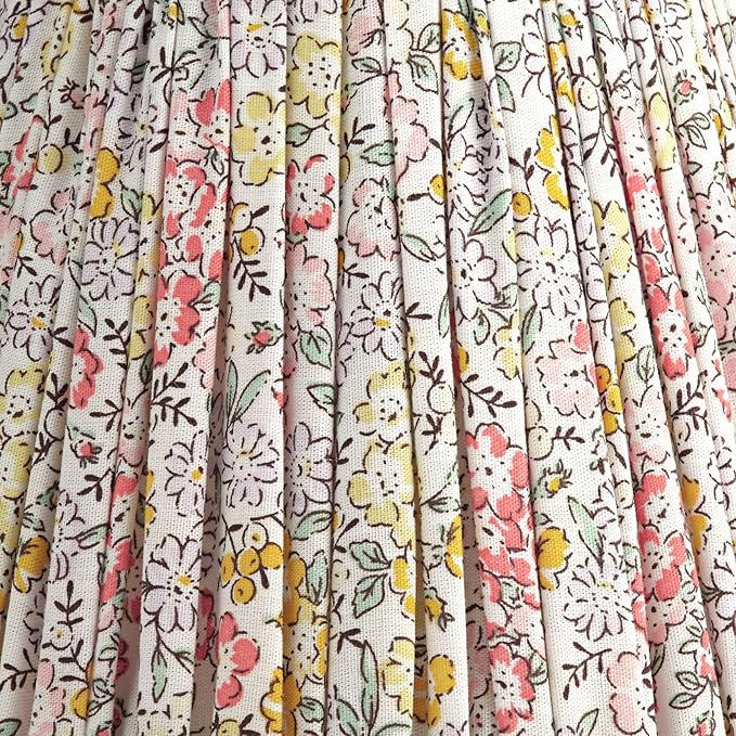 Nelle 3 1/2" Top x 6" Bottom x 5" High x 5" Slant Print Cottage Core Lamp Shade Replacement Small Yellow Peach Empire Round Farmhouse Country Pleated Floral Clip On Candelabra - Springcrest