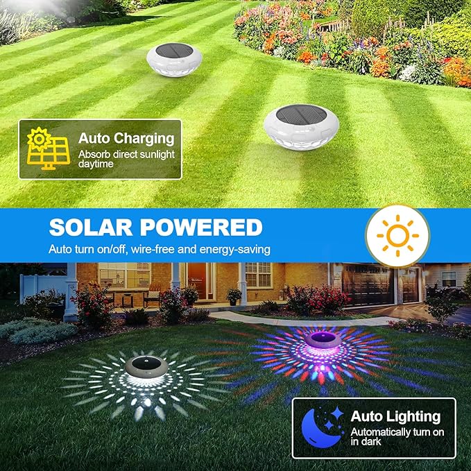 Floating Pool Lights w/Remote, 6.5 Inch RGB Color Changing Solar Pool Lights That Float with 9 Dynamic Lighting, IP68 Waterproof Hangable Solar Floating Light for Pool Garden Weeding Decor(4)