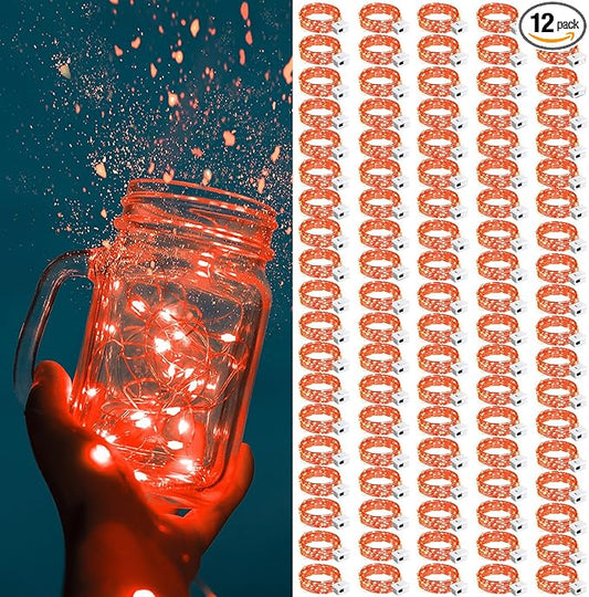 ZGWJ Fairy Lights Battery Operated, 100 Pack Twinkle String Lights 20 LED 7FT 3 Lighting Modes for Bedroom Decor, Easter, Halloween, Christmas, Party Indoor and Outdoor Decoration (Red, 100PCS)
