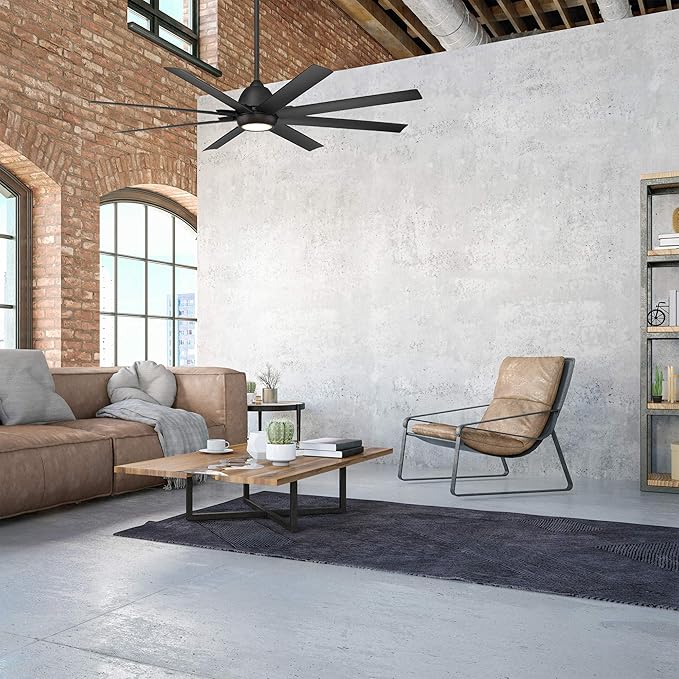 WAC Lighting F-064L-MB Mocha XL 66" Outdoor Ceiling Fan with LED Lights & Remote, Matte Black