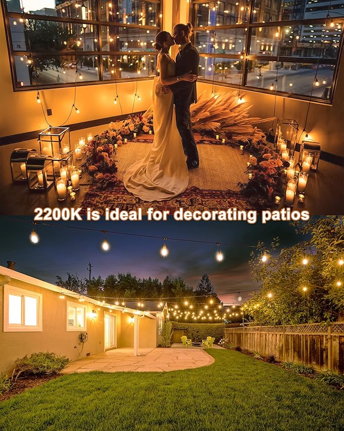 GANA 12V Low Voltage & Safe LED Outdoor String Lights,75FT 24 Shatterproof Bulbs, 2200K Warm White Pergola Lights for Your House's, Garden, Fence, Porch,Balcony,and Bistro