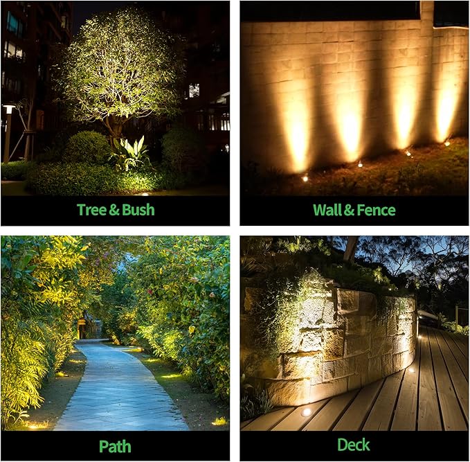 Low Voltage Well Lights for Landscaping - Outdoor IP67 12V LED Ground Light, 5 Color Temperature Selectable In-Ground Light, ORB Aluminum for Path House Backyard 9W 700LM 8 Pack