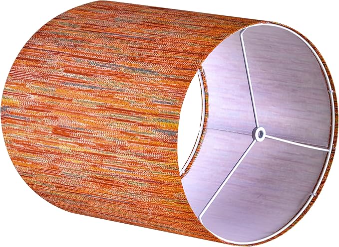 GO&SO Small Tall Stripe Drum Lamp Shades Multicolor Red-10"Topx10"Bottomx10" High (Spider)) Boho Replacement Lampshade for Table Lamps .Bedside Lamp,Natural Fabric Lamp Shade -Easy Assembly (Set of 2)