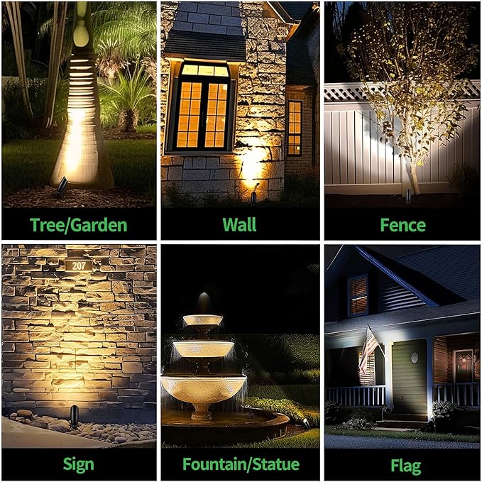 Landscape Spotlights, Black Low Voltage LED Outdoor Lighting, IP65 Waterproof Aluminum uplight for Yard House Porch with 5W MR16 Bulb 5000K 12 Pack