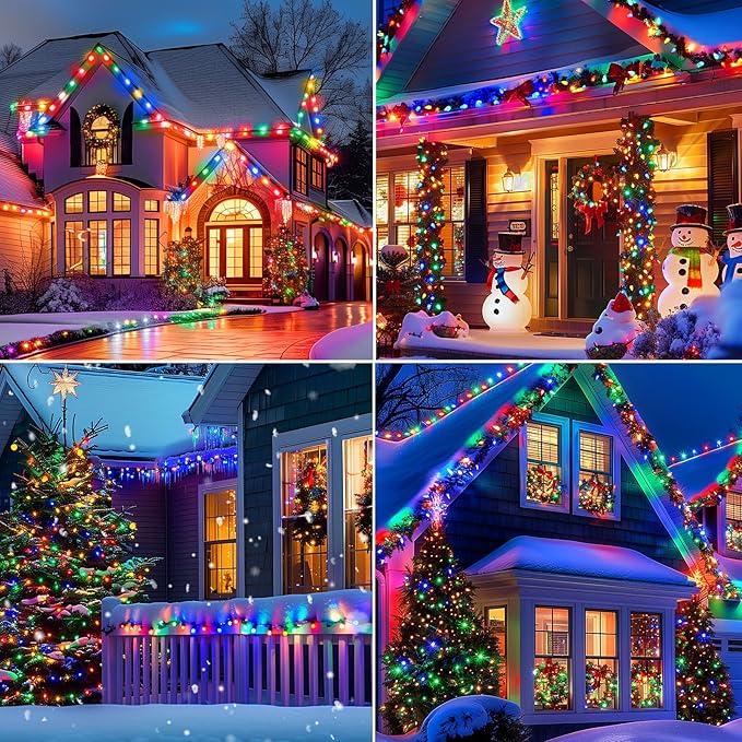 Brightown C9 LED Christmas String Lights, 2 Pack Total 132ft 200LED Multi-Color Outdoor Lights String, Plug-in Connectable Roofline Lights String for Outside Yard Christmas Holiday Decor