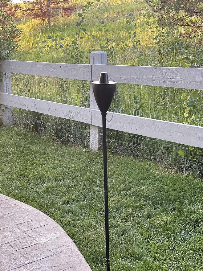 BIRDROCK HOME Outdoor Torches - Durable Construction, Modern Design, Weather Resistant, Citronella Oil Compatible, Ideal for Backyards, Patios, Pathways - Conical Bronze, 4 Pack