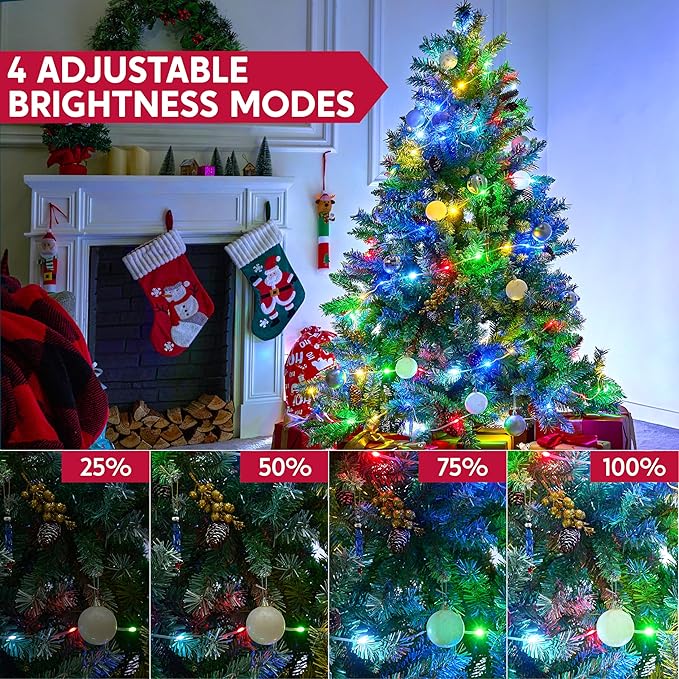 Joiedomi 600 LED Christmas Lights Outdoor,197 FT Multicolor Christmas Tree Lights with 8 Modes Timer, PVC Clear Wire String Lights with Reel for Indoor Outdoor Holiday Xmas Eve Night Decorations