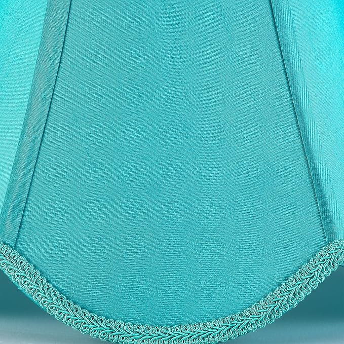 GO&SO Bell Lamp Shades Set of 2 Teal Lamp Shade -6x13x10.6" (Spider) Barrel Lamp Shades for Table Lamps,Floor Lamp,Fabric Replacement Lampshades Hand Crafted -Petal Edge Braid Design -Easy Assembly
