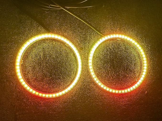 2PCS 70MM Dream Chasing Color Car Angel Eyes LED Halo Ring Lights,LED Headlight Lamp Daytime Running Light,Smart Phone iOS Android App Bluetooth and Remote Control Multilple Colors