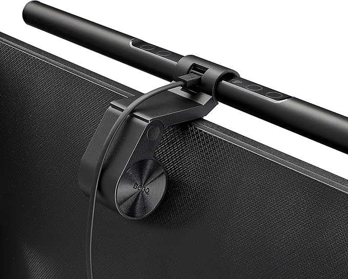 BenQ ScreenBar LED Monitor Light Bar - Auto-dimming, Adjustable Brightness and Color Temperature, No Screen Glare, Space-Saving, Eye-Care USB Monitor Lamp, Black