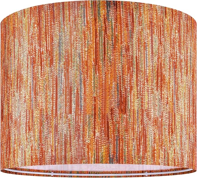 GO&SO Set of 2 Stripe Drum Lamp Shades Chroma Red- 13"x13"x10" (Spider) - Bohemia Style Replacement Lampshade for Table, Floor & Bedside Lamps -Handcrafted Natural Fabric Lamp Shade -Easy Assembly