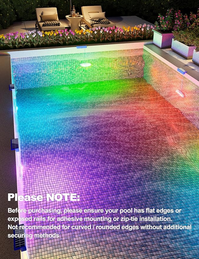 APONUO 6 Pack Solar Pool Lights, Pool Solar Lights for Above Ground Pools with Remote, IP68 Waterproof, RGB Color Changing Solar Powered Pools Light for Pond, Fountain,Yard (Blue)
