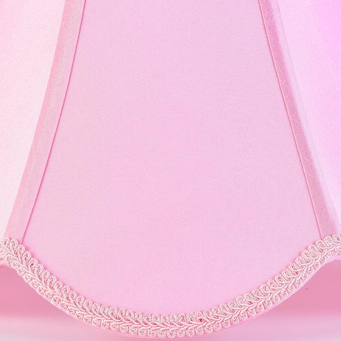 GO&SO Pink Lamp Shade Medium Scalloped Lamp Shade,6"Top x 13"Bottom x 10.6"Vertical Height (Spider),Edge Petal Braid Bell Shades for Table Lamps&Floor&Bedside Lamp,Modern Lampshade-Easy Assembly