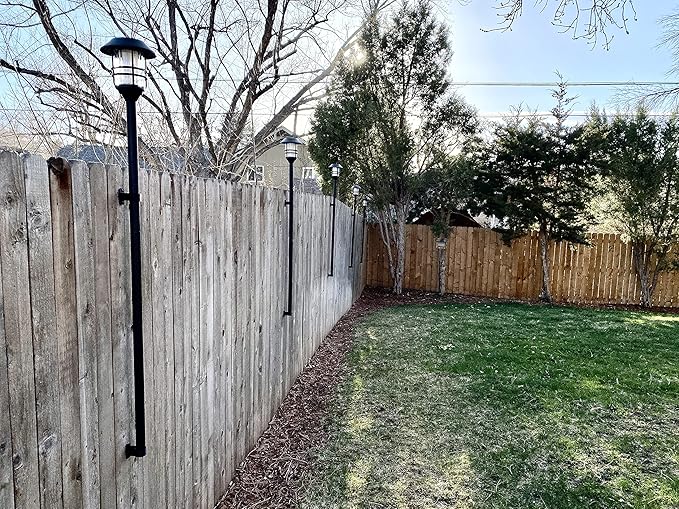 USA Tiki Torch Deck or Fence Mount fits Zoohar Solar Lights Flickering Flame Outdoor Torches and Other 1-1/4” Outside Diameter Poles (8, 4), Black, 1-1/4'' OD