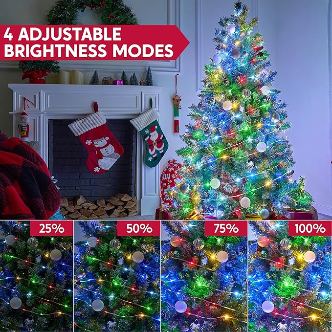 Joiedomi 1200 LED Christmas Lights Outdoor,394 FT Multicolor Christmas Tree Lights with 8 Modes Timer, PVC Clear Wire String Lights with Reel for Indoor Outdoor Holiday Xmas Eve Night Decoration