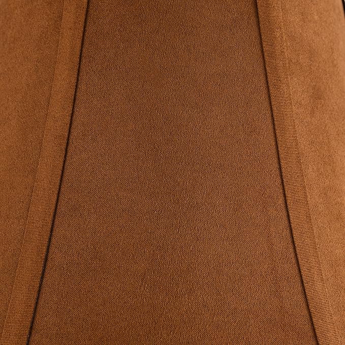 GO&SO Set of 1 Brown Bell Lamp Shades,6"x 13" x 10.6"(Spider) Medium Lamp Shades for Table & Bedside Lamps Replacement for Bedroom-Chamois Fabric,Easy Assembly Foldable,Vintage & Farmhouse