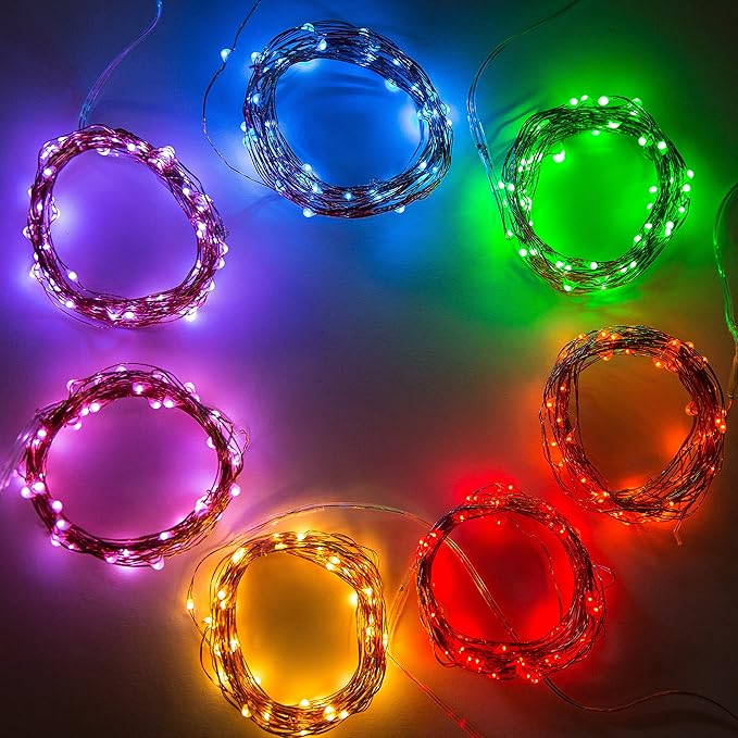 Hometown Evolution, Inc. Yellow Battery Operated Fairy Lights - 16.5 Foot 50 Yellow LED Fairy Lights on Copper Wire - Waterproof for Indoor and Outdoor Use