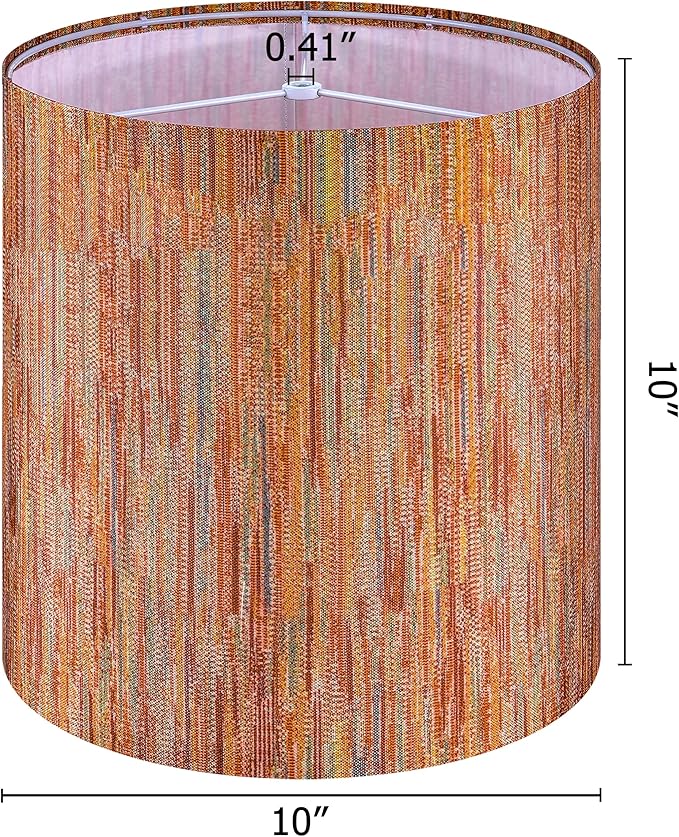 GO&SO Small Tall Stripe Drum Lamp Shades Multicolor Red-10"Topx10"Bottomx10" High (Spider)) Boho Replacement Lampshade for Table Lamps .Bedside Lamp,Natural Fabric Lamp Shade -Easy Assembly (Set of 2)