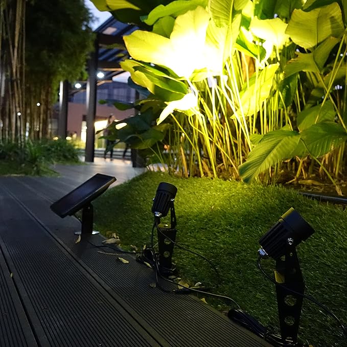 MINI 50X Twin Solar-Powered Cast Aluminium Warm White LED Spotlight 60-100 Lumen Per Light Fixture for Outdoor Garden Yard Landscape Downlight