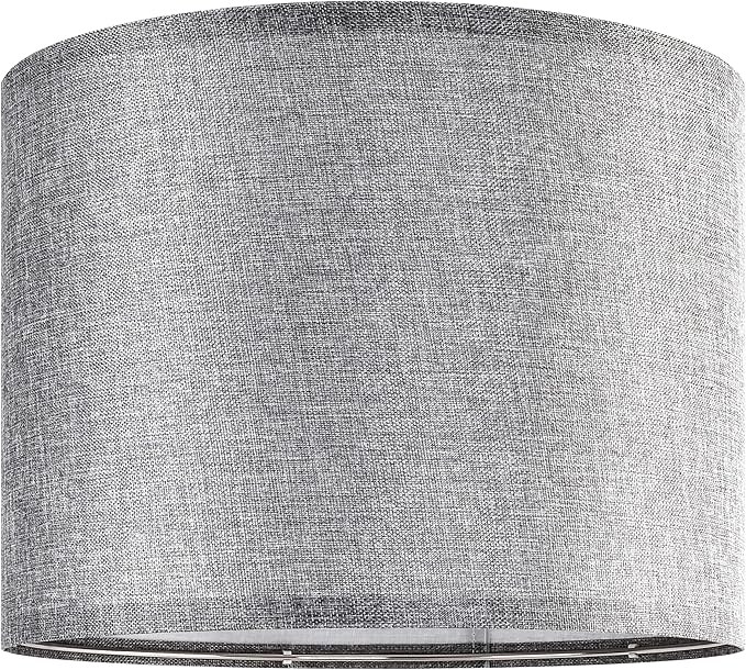 Set of 2 Gray Lamp Shade, Natural Linen Lampshades 13" Top x 13" Bottom x 10" High, Easy Assembly Fabric Lampshades for Table Lamps Floor Lamps
