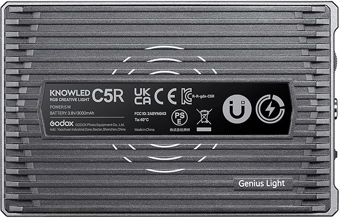 Godox KNOWLED RGBWW Creative LED Light, Magnetic Pocket Panel w/ 2500–8500K CCT, RGB/HSI/FX/Music Modes, CRI 96+ TLCI 97, 2-Hour Battery, USB-C & Wireless Charging, Diffuser & Cold Shoe Mount (C5R)