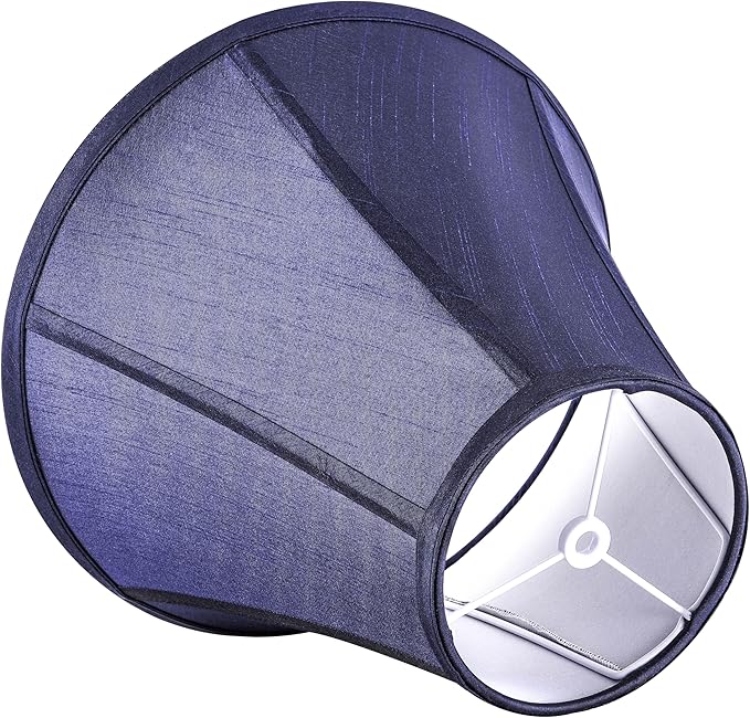 GO&SO Set of 2 Blue Bell Lamp Shades 6" Top x 13" Bottom x 9.8" High(Spider) Medium Lamp Shade, Traditional Fabric Lamp Shade for Table Lamp,Floor Lamp,Side Ribbing Hand Crafted Replacement Lampshade