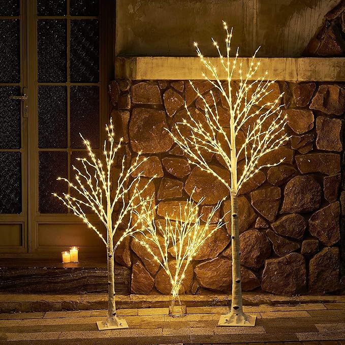 LITBLOOM Lighted Birch Twig Tree with Fairy Lights 4FT 200 LED Lights for Indoor Outdoor Home Christmas Easter Holiday Decoration