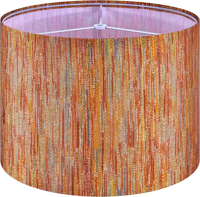 GO&SO 1 Pack Large Stripe Drum Lamp Shade Chroma Red-16"x16"x10"(Spider)-Bohemia Style Replacement Lampshade for Table, Floor & Bedside Lamps -Handcrafted Natural Fabric Lamp Shade -Easy Assembly